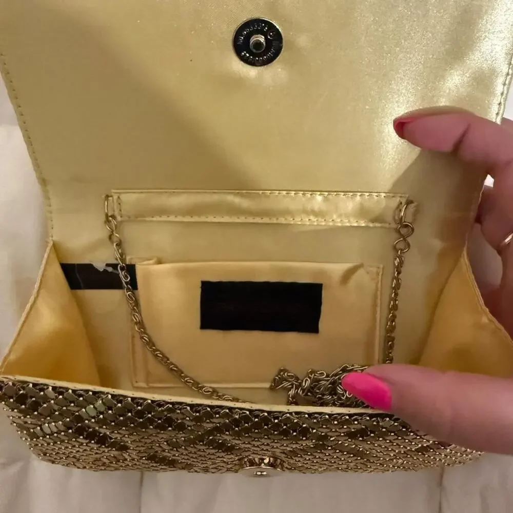 Jessica mcclintock gold mesh clutch